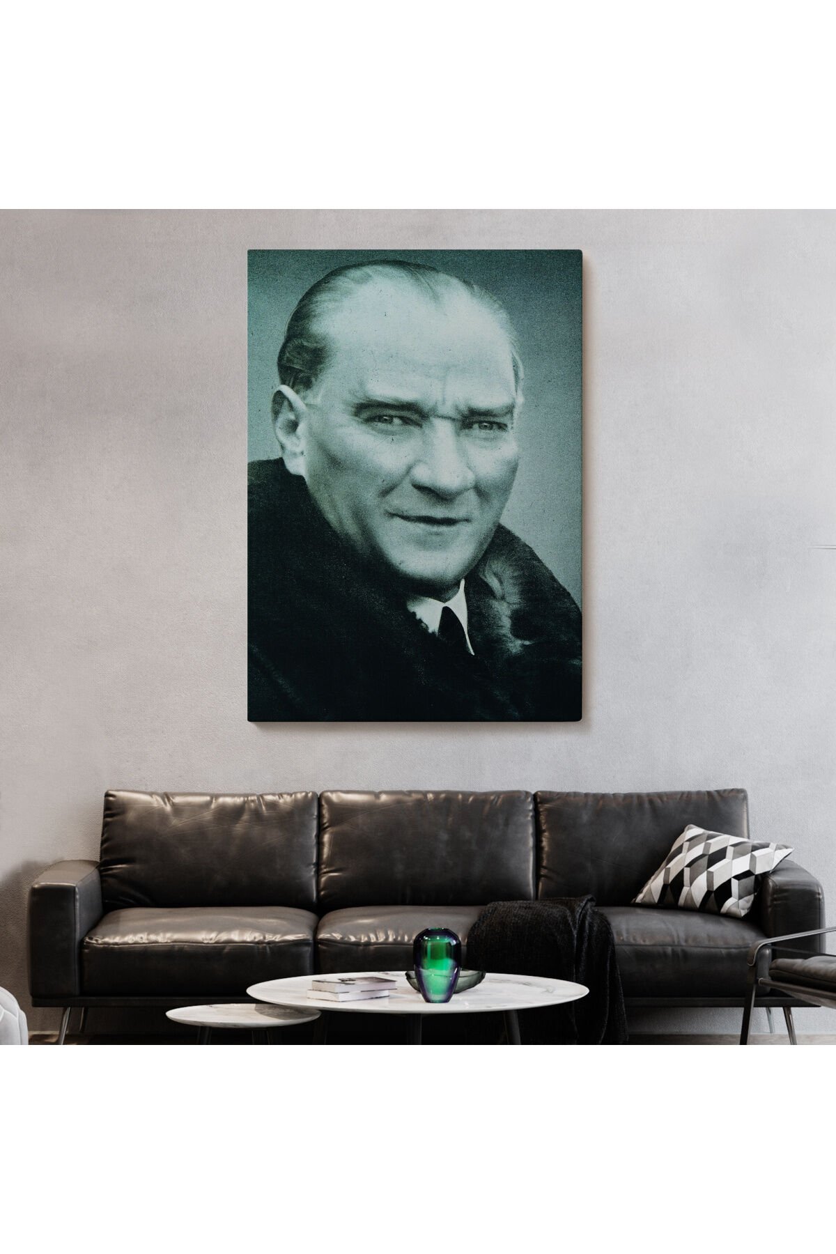 Atatürk Portre Tablosu Mustafa Kemal Atatürk Dikdörtgen Dekoratif Kanvas Tablo-CG-57