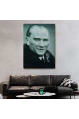 Atatürk Portre Tablosu Mustafa Kemal Atatürk Dikdörtgen Dekoratif Kanvas Tablo-CG-57