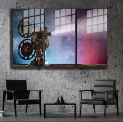 Ünlü Ressamlar ve Yapıtları Modern Yaşam Alanları İçin 3'lü Dikey Cam Tablo 229
