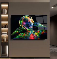 Neon Kadın Cam Tablo Özel Tasarım Ofis, Mutfak Çocuk Odası, Salon Dekorasyon