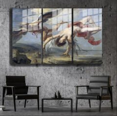 Ünlü Ressamlar ve Yapıtları Modern Yaşam Alanları İçin 3'lü Dikey Cam Tablo 239