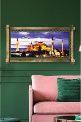 RUSTİK IŞIKLI Camii Kanvas Rustik Tablo K