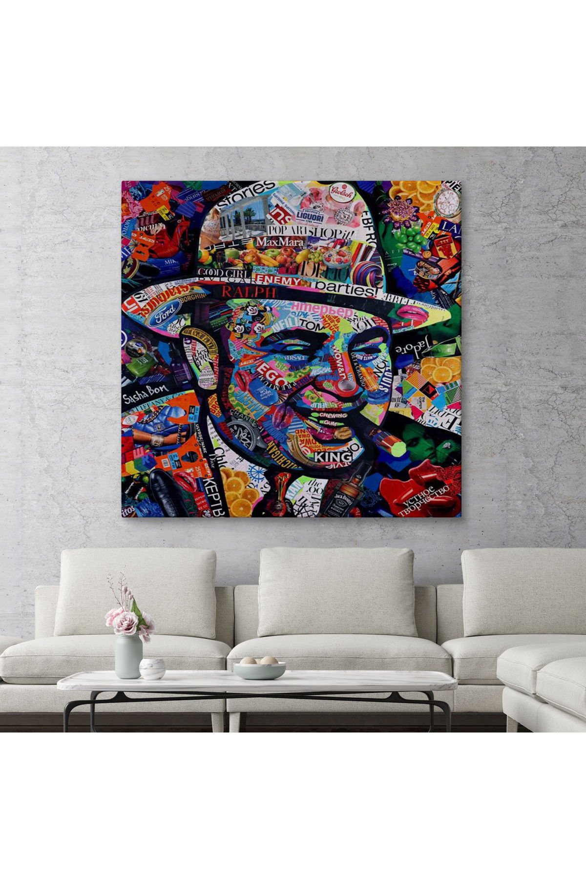 Al Capone Bansky Ünlü Sabıka Fotoğrafı Kanvas Tablo, Ünlü Mafya Patronu-5341