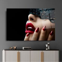 Maskeli Kadın Cam Tablo Özel Tasarım Ofis, Mutfak Çocuk Odası, Salon Dekorasyon