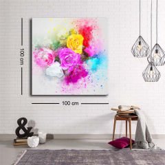 Dekoratif Baskı illüstrasyon Flowers Kare Kanvas Tablo