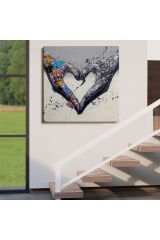 Graffiti Kalp Burcu Eller, Banksy Posteri, Kanvas Tablo, Pop Art-5343