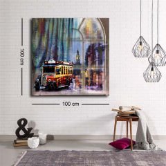 Dekoratif Baskı illüstrasyon Popart Bus Kanvas Tablo