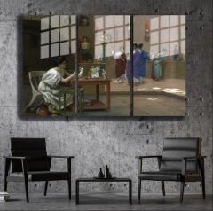 Ünlü Ressamlar ve Yapıtları Modern Yaşam Alanları İçin 3'lü Dikey Cam Tablo 251