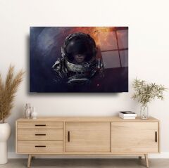 Kadın Astronot Cam Tablo Özel Tasarım Ofis, Mutfak Çocuk Odası, Salon Dekorasyon