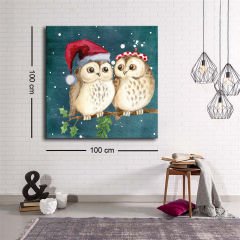 Dekoratif Baskı illüstrasyon Noel Birds Kanvas Tablo