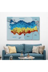 Türkiye Haritası Kanvas Tablo İl ve İlçeli Ayrıntılı Eğitici Komşulu Tablo 2998
