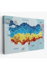 Türkiye Haritası Kanvas Tablo İl ve İlçeli Ayrıntılı Eğitici Komşulu Tablo 2998