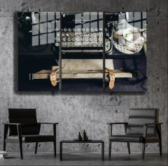Ünlü Ressamlar ve Yapıtları Modern Yaşam Alanları İçin 3'lü Dikey Cam Tablo 257