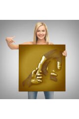 3D Efekt Altın İnsan Kanvas tablo, Altın Duvar Dekoru, Altın Gold Efekt-5365