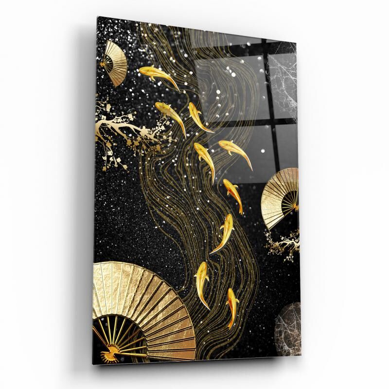 Gold Balıklar Cam Tablo Özel Tasarım Ofis, Mutfak Çocuk Odası, Salon Dekorasyon