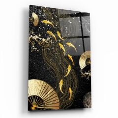 Gold Balıklar Cam Tablo Özel Tasarım Ofis, Mutfak Çocuk Odası, Salon Dekorasyon