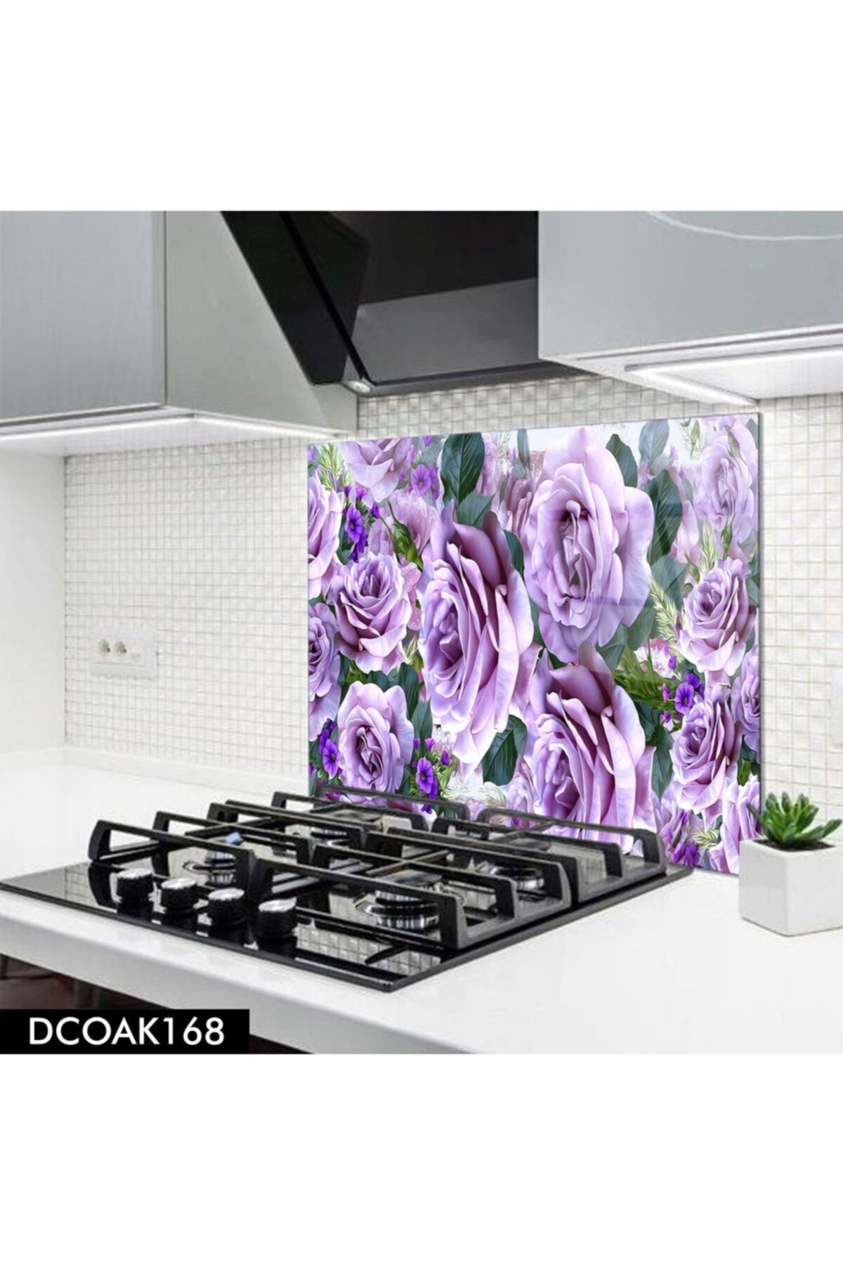 Disegno Cam Ocak Arkası Koruyucu | Çiçek Desenli