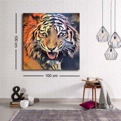 Dekoratif Baskı illüstrasyon Tiger Kare Kanvas Tablo