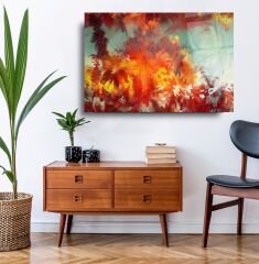 Soyut Yağlı Boya Cam Tablo Özel Tasarım Ofis, Mutfak Çocuk Odası, Salon Dekorasyon