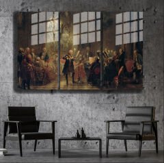 Ünlü Ressamlar ve Yapıtları Modern Yaşam Alanları İçin 3'lü Dikey Cam Tablo 272