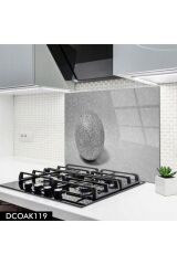 Disegno Cam Ocak Arkası Koruyucu | Gri Top Desenli