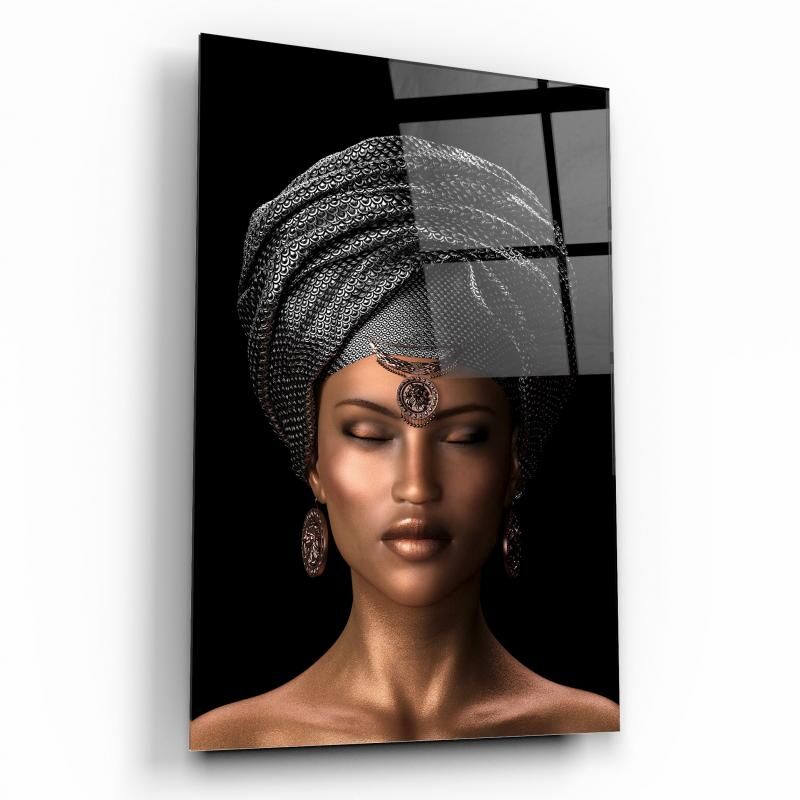 Afrikalı Kadın Cam Tablo Özel Tasarım Ofis, Mutfak Çocuk Odası, Salon Dekorasyon