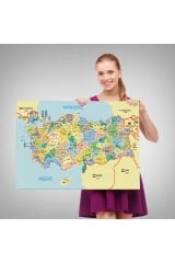 Türkiye Haritası Kanvas Tablo İl ve İlçeli Ayrıntılı Eğitici Komşulu Tablo 3018
