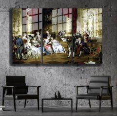 Ünlü Ressamlar ve Yapıtları Modern Yaşam Alanları İçin 3'lü Dikey Cam Tablo 280