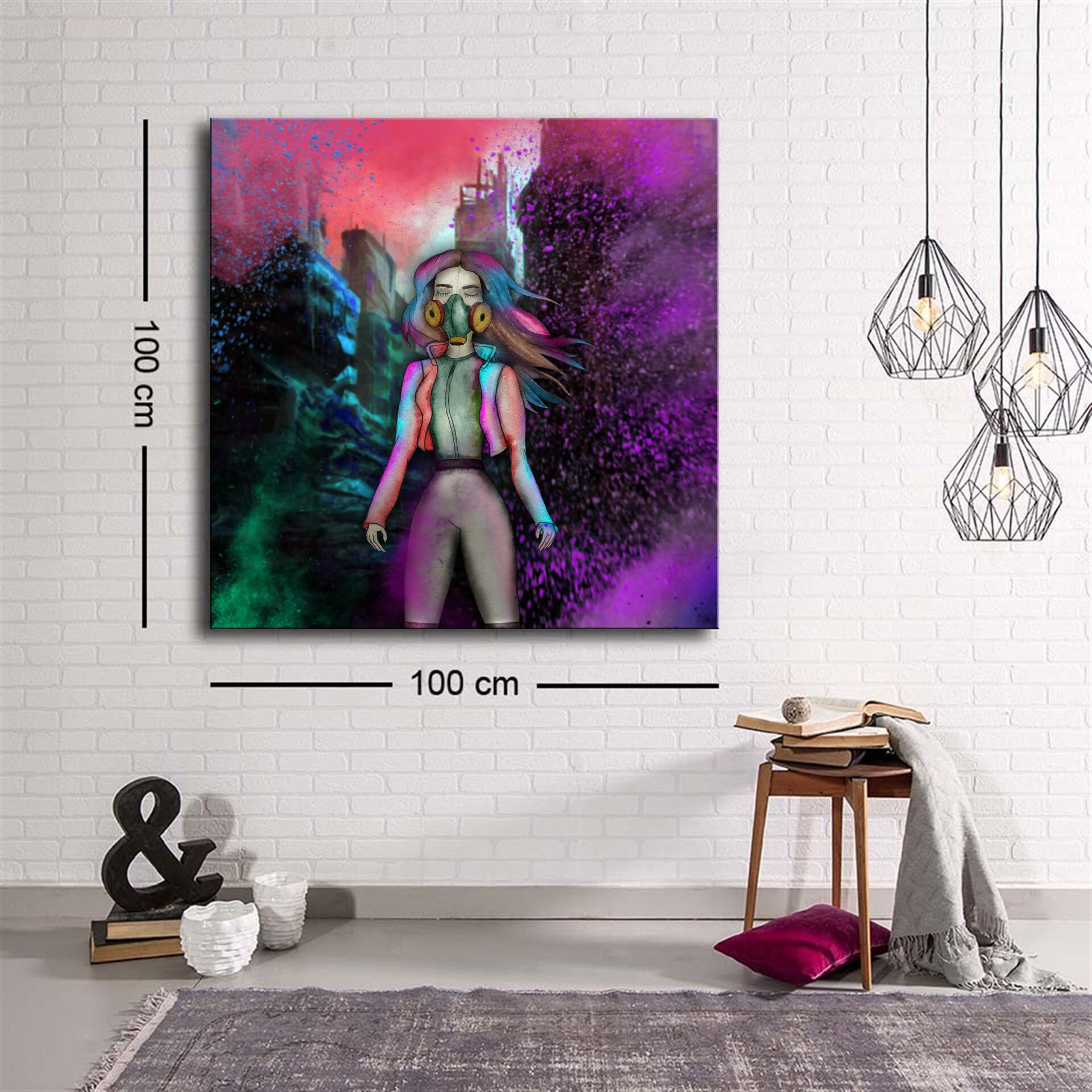Dekoratif Baskı illüstrasyon New Age Woman Kare Kanvas Tablo