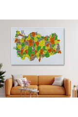 Türkiye Haritası Kanvas Tablo İl ve İlçeli Ayrıntılı Eğitici Dekoratif Tablo 3027