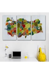 Türkiye Haritası Kanvas Tablo İl ve İlçeli Ayrıntılı Eğitici Dekoratif Tablo 3028