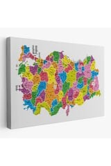 Türkiye Haritası Kanvas Tablo İl ve İlçeli Ayrıntılı Eğitici Dekoratif Tablo 3029