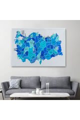 Türkiye Haritası Kanvas Tablo İl ve İlçeli Ayrıntılı Eğitici Dekoratif Tablo 3030