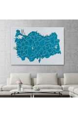 Türkiye Haritası Kanvas Tablo İl ve İlçeli Ayrıntılı Eğitici Dekoratif Tablo 3031