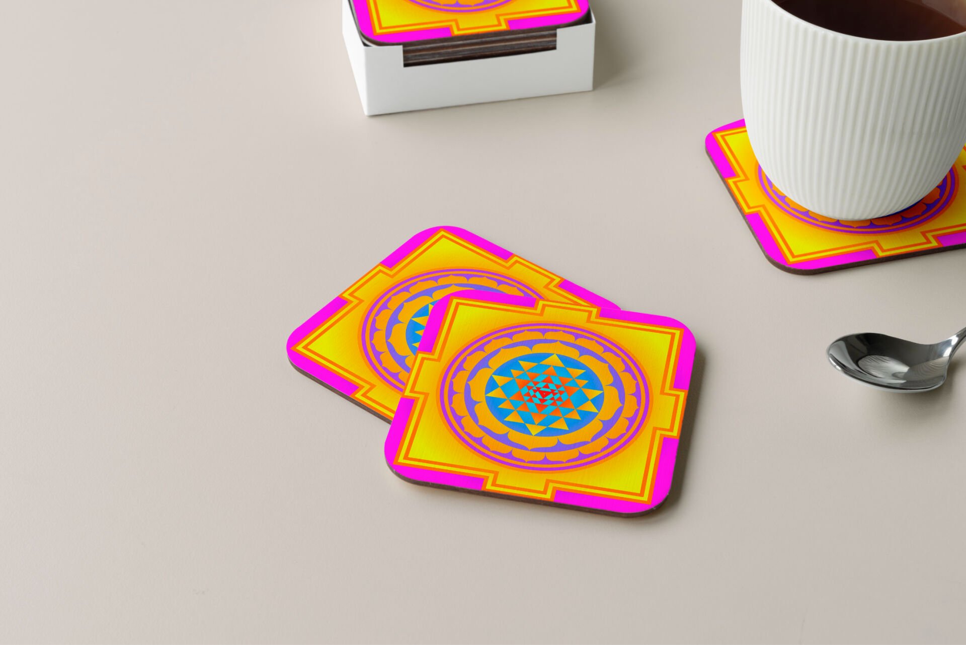 Dekoratif Bardak Altlığı Neon Desen 20