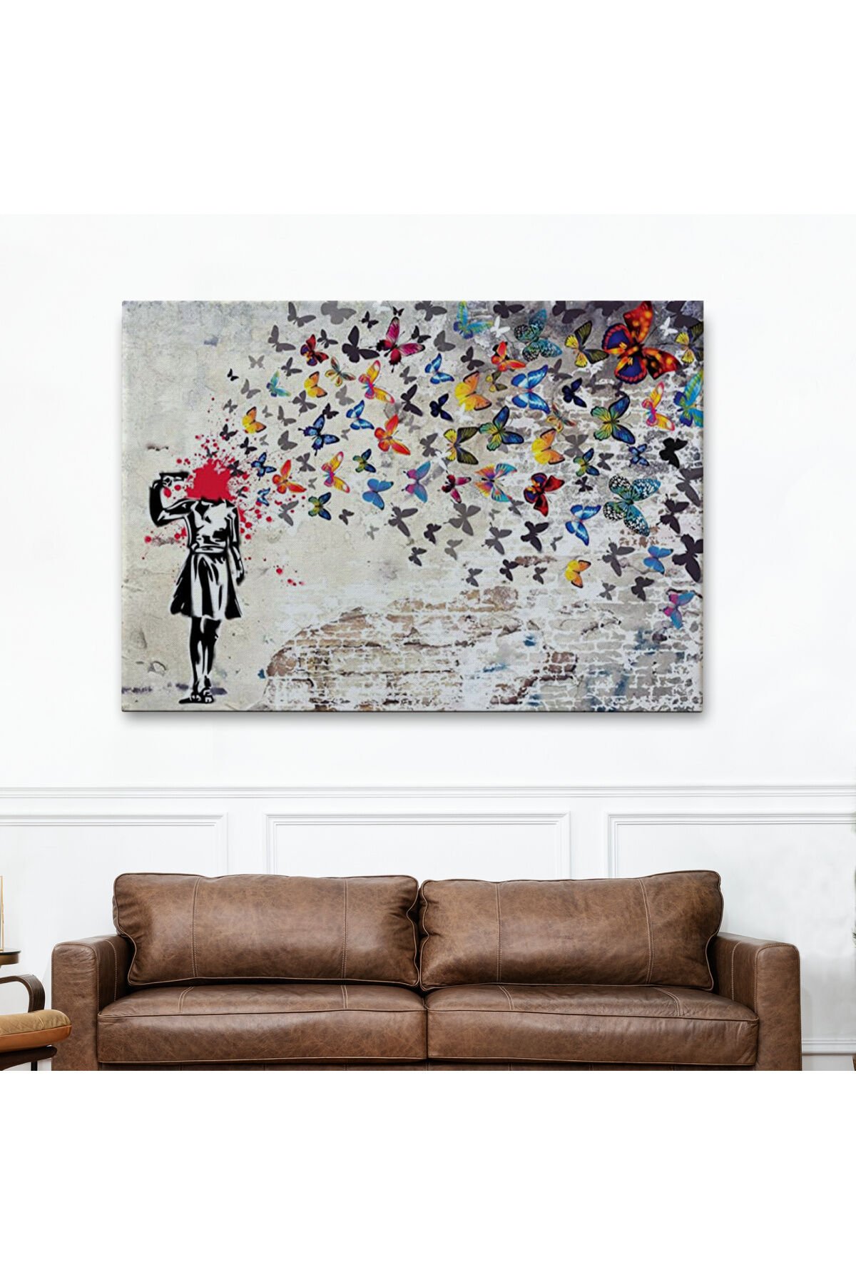 Banksy Kelebek Kanvas Tablo, Kelebek Kız İntihar Tablosu-5389