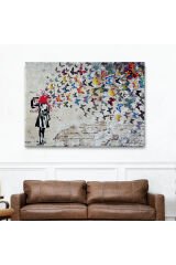 Banksy Kelebek Kanvas Tablo, Kelebek Kız İntihar Tablosu-5389
