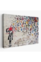 Banksy Kelebek Kanvas Tablo, Kelebek Kız İntihar Tablosu-5389