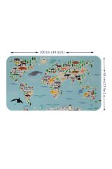 Eğitici Dünya Haritası Dünya Atlası Çocuk ve Bebek Odası Duvar Sticker-60x105-3771