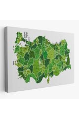 Türkiye Haritası Kanvas Tablo İl ve İlçeli Ayrıntılı Eğitici Dekoratif Tablo 3035