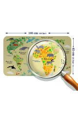 Eğitici Dünya Haritası Dünya Atlası Çocuk ve Bebek Odası Duvar Sticker-60x105-3772