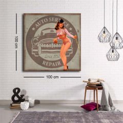 Dekoratif Baskı illüstrasyon Retro Poster Kare Kanvas Tablo