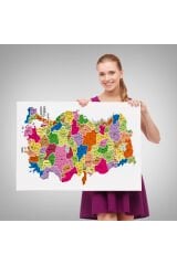 Türkiye Haritası Kanvas Tablo İl ve İlçeli Ayrıntılı Eğitici Dekoratif Tablo 3036