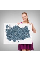 Türkiye Haritası Kanvas Tablo İl ve İlçeli Ayrıntılı Eğitici Dekoratif Tablo 3037