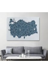Türkiye Haritası Kanvas Tablo İl ve İlçeli Ayrıntılı Eğitici Dekoratif Tablo 3037