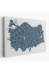 Türkiye Haritası Kanvas Tablo İl ve İlçeli Ayrıntılı Eğitici Dekoratif Tablo 3037