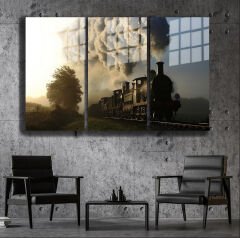Ünlü Ressamlar ve Yapıtları Modern Yaşam Alanları İçin 3'lü Dikey Cam Tablo 296