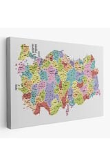 Türkiye Haritası Kanvas Tablo İl ve İlçeli Ayrıntılı Eğitici Dekoratif Tablo 3039