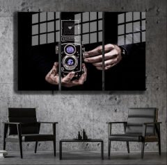 Ünlü Ressamlar ve Yapıtları Modern Yaşam Alanları İçin 3'lü Dikey Cam Tablo 297