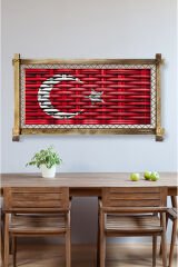 RUSTİK IŞIKLI Türk Bayrağı Kanvas Rustik Tablo B